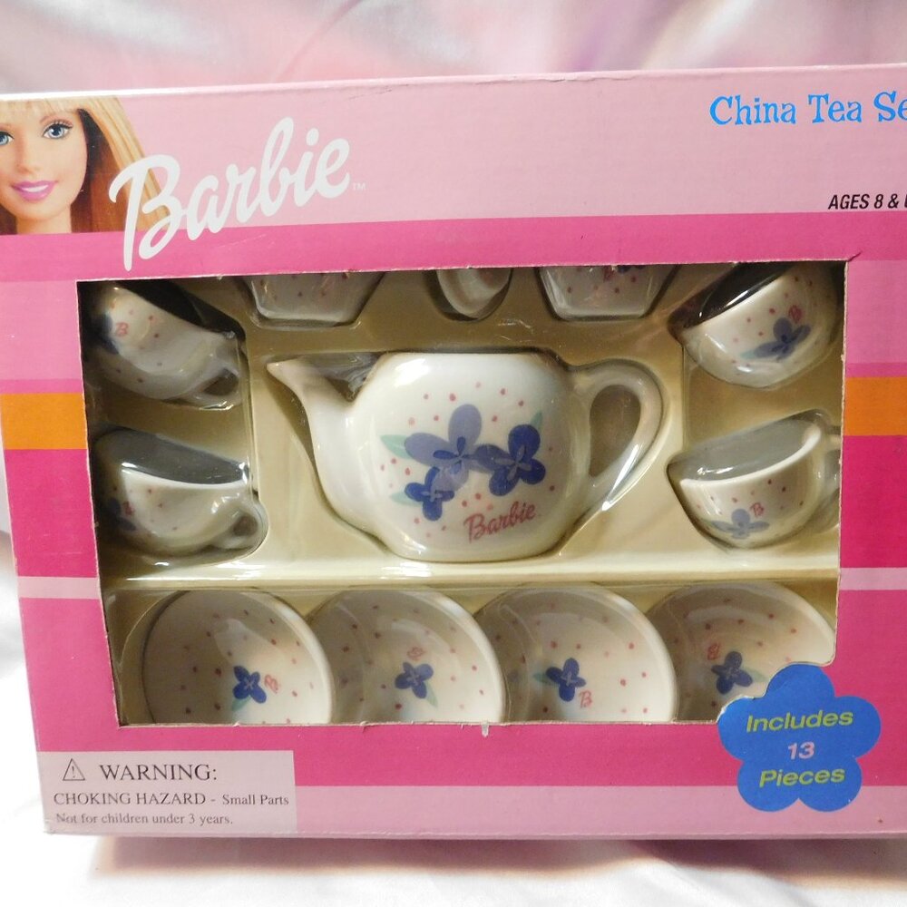 Barbie Mini China Tea Set 13 Pieces Schylling 2001 NEW IN BOX